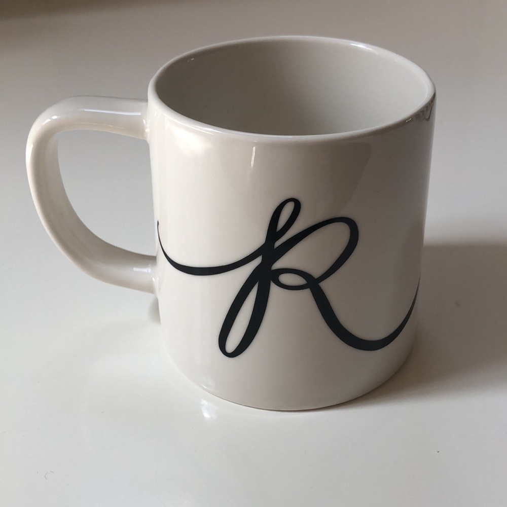 Monogrammed White Mug with Black Lettering